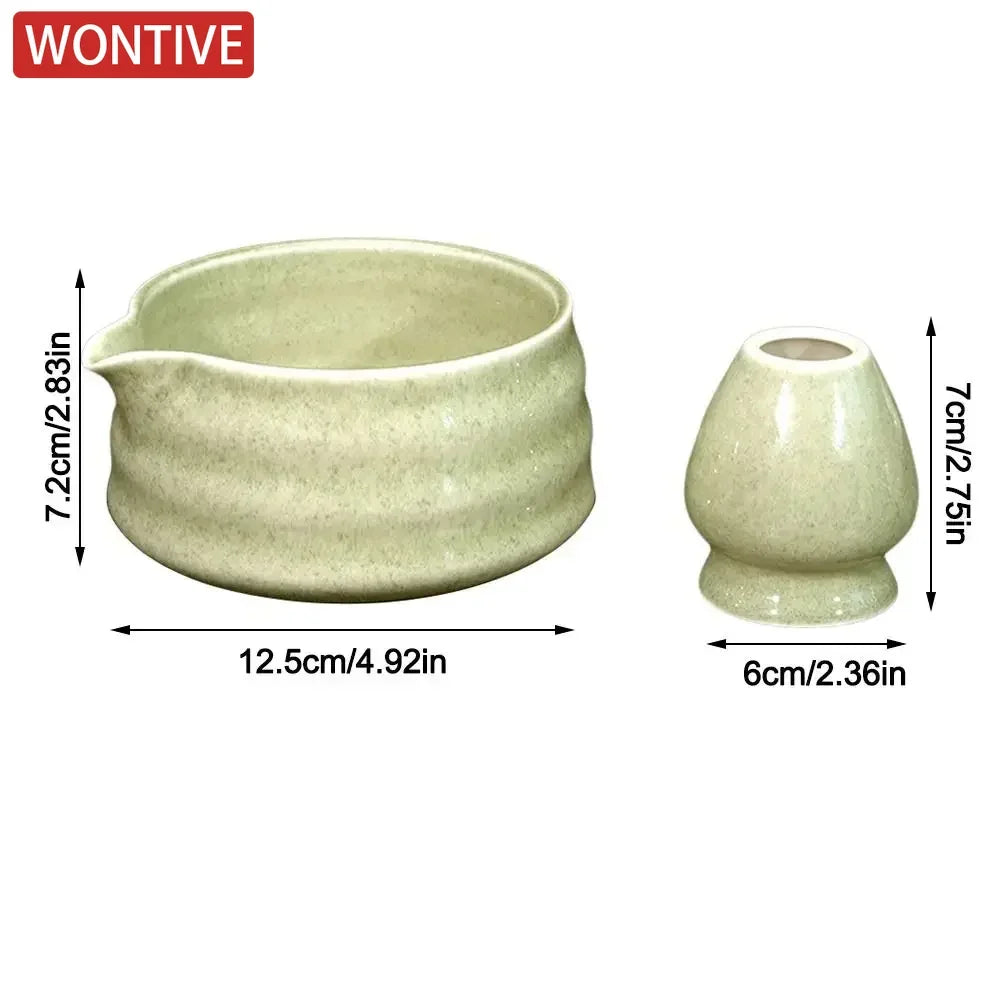 1/4/5pcs set Ceramic Matcha Bowl Large Capacity Smooth Matcha Whisk Stand High Temperature Resistant Tea Salad Soup Bowl
