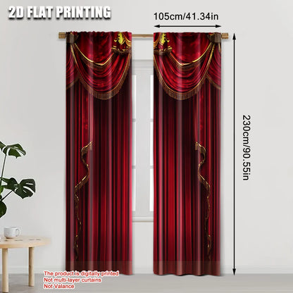 2Pcs Red Blackout Curtains For Privacy Machine Washable Perfect For Bedroom Living Room Decor Fashion Decorative Curtain