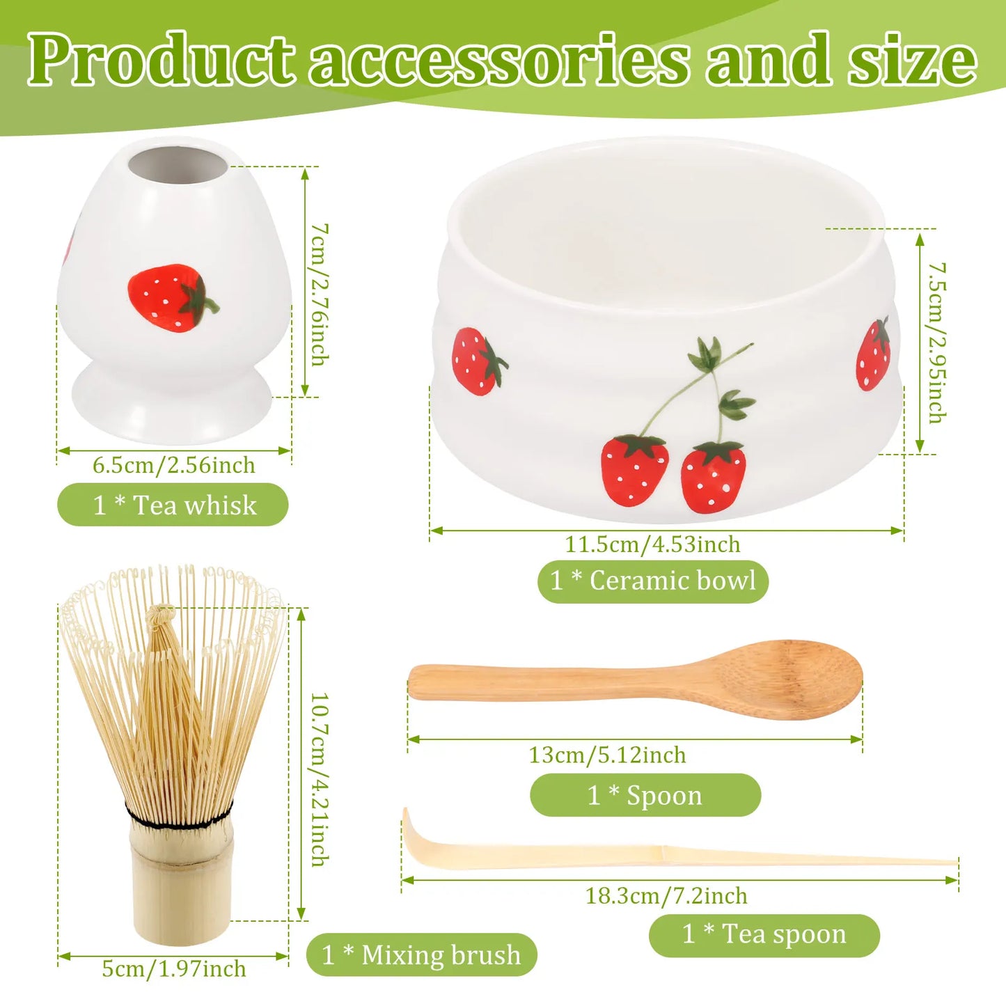 Japanese-style Matcha Making Tool Set Includes Ceramic Bowls Whisk Holder Bamboo Teaspoon Brush and Scoop Matcha Teaset Giftbox