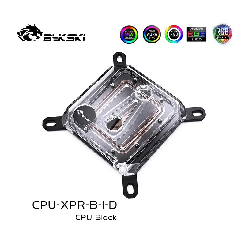 BYKSKI CPU Block wodny dla Intel LGA1700/1800/115X/AMD Ryzen 9 AM5 AM4 0,08 mm mikrokanałowy chłodnica chłodnicy akrylowej akrylowej