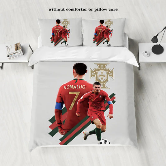 3pcs Soccer Star Beding Set с припечатками для вышивания для спальни и комнаты для гостей -1 и 2 наволочки (без сердечника)