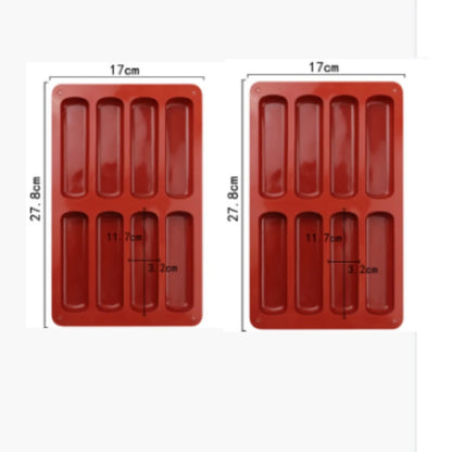 8 Cavity Silicone Cake Mold 3D Long Strip Silione Molds Mousse Cake Silicone Baking Molds French Dessert Chocolate Mold Bakeware