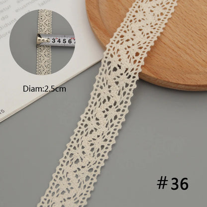 5 Meters Cotton Lace Trim Ribbon Beige Sewing Trim Lace Ribbon Crochet Lace Fabric DIY Wedding Party Craft Christmas Gift Decor