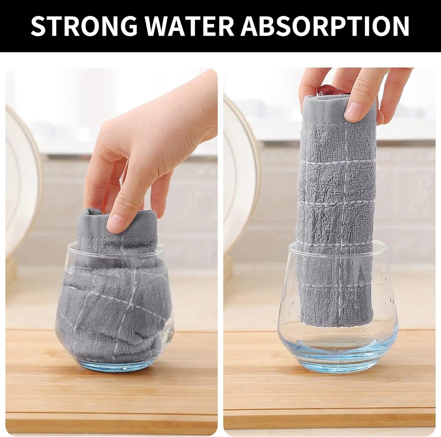 6 Pack 100% Cotton Terry Kitchen Dish Cloths, Ultra Soft and Absorbent Dish Towels for Washing Dishes Cleaning, 12 x 12inches