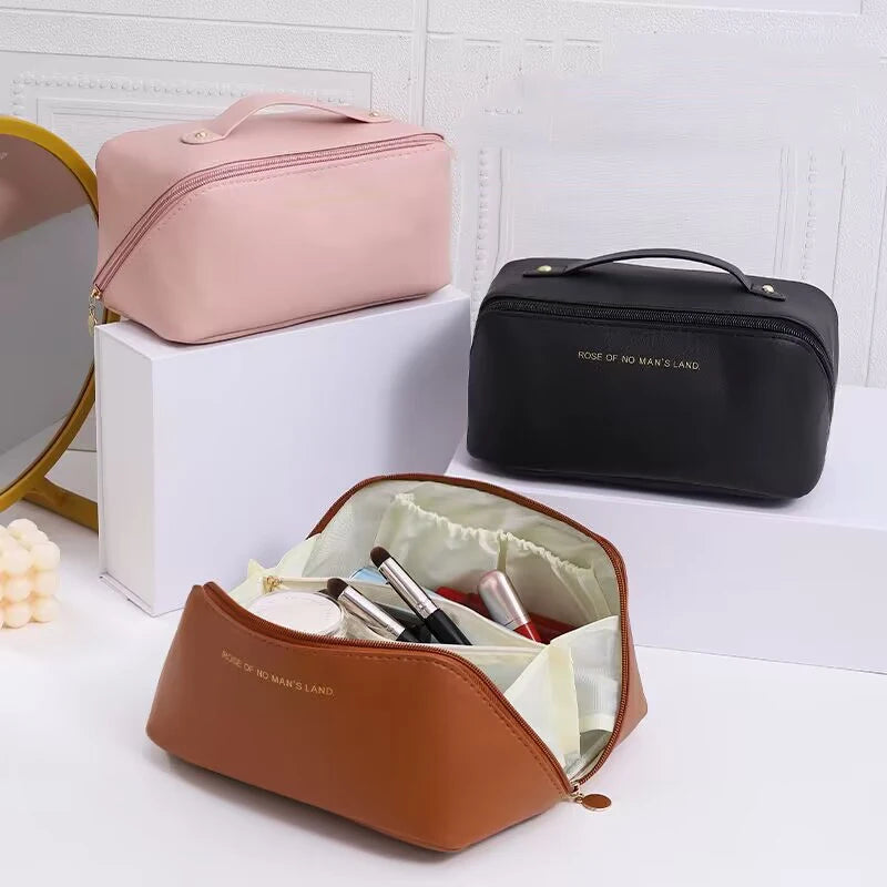 Pu Fashion Women Pillow Cosmetic Bag Large Capacity Makeup Travel Organizer Bags Portable Tote Square Wash Storage Zipper Bag