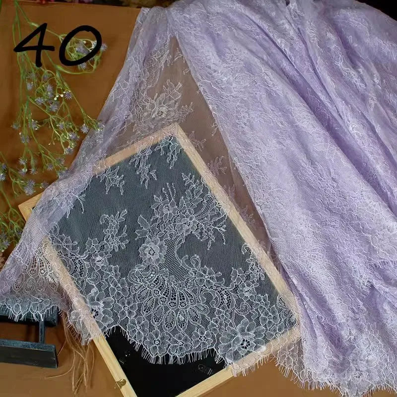 3M long eyelash lace trim traditional wedding lace fabric white red violet Table Cloth DIY Crafts