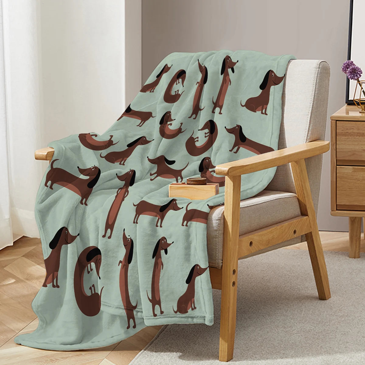 The Dachshund Pose Blanket Printed Throw Blanket Plush Fluffy Flannel Fleece Blanket Soft Throws for Sofa Couch and Bed
