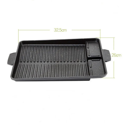 BBQ grila pannas plāksne 32 x 26cm pārnēsājama nelipīga pārklājuma butāna gāzes plīts plīts plāksnes taisnstūra korejiešu bārbekjū plāksne