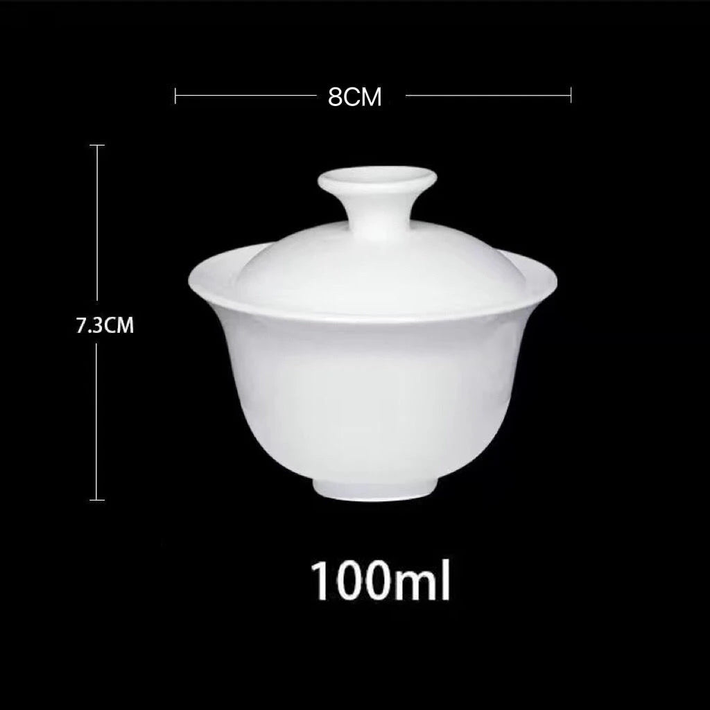 Dehua White Porcelain Cover Bowl Husholdning Kungfu Single Tea Cup Gaiwan Håndlaget keramisk te Sett Large liten sancai Cover Bowl