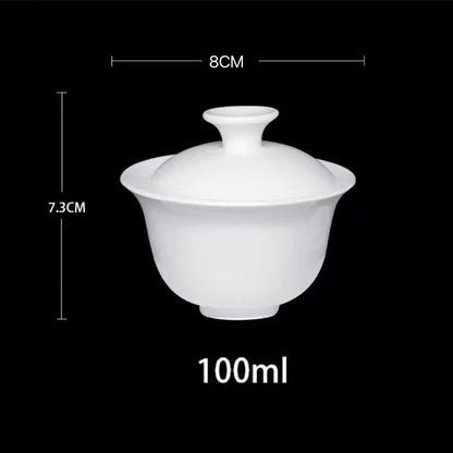 Dehua weiße Porzellan Cover Bowl Haushalt Kungfu Single Tea Tasse Gaiwan handgefertigte Keramik Tee Set große kleine Sancai Cover Bowl Schüssel