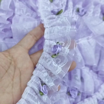 1 Yard Pink Bow Embroidery Lace Fabric Trim DIY Clothing Decoration Accessory 5CM Wide