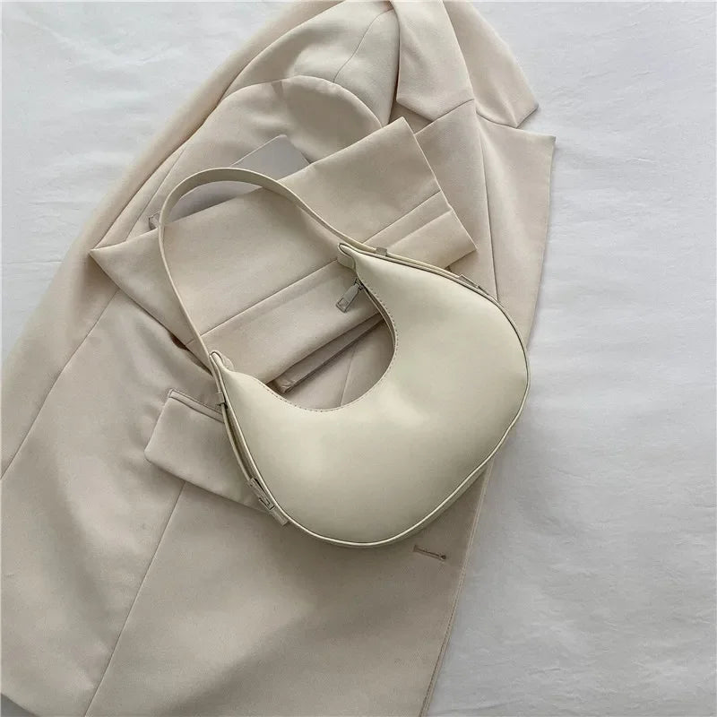 Fashion Luxury Design PU Leather Hobo Shoulder Bag Women Small Clutch Handbag Purse Female Underarm  Bag Travel Totes
