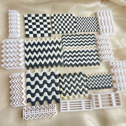 Checkerboard Polimer Argilă Matri de argilă Cutter Cutter DIY Cercei Cercei de bijuterii Liniile presate Instrumente de ceramică