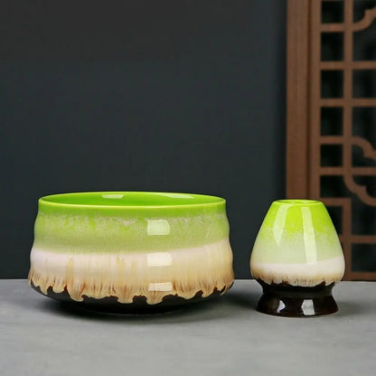 Bamboo Ceramic Japanese Matcha Tea Set Reusable Chasen Stirring Tea Sticks Matcha Spoon Matcha Whisk Set