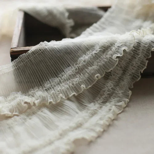 10CM Wide Modern Embroidery Flower Tulle Lace Fabric Trim Ribbon DIY Sewing Ruffle Applique Collar Fringe Wedding Decor