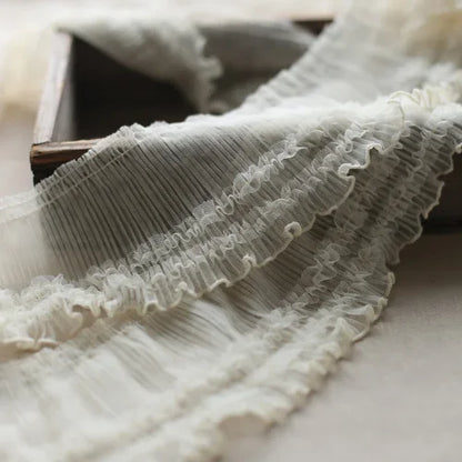 10CM Wide Modern Embroidery Flower Tulle Lace Fabric Trim Ribbon DIY Sewing Ruffle Applique Collar Fringe Wedding Decor