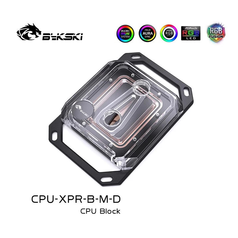 BYKSKI CPU Vandblok til Intel LGA1700/1800/115X/AMD Ryzen 9 AM5 AM4 0,08 mm Mikrokanal Vandkøler Radiator Akrylmetal