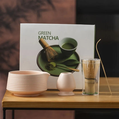 Bamboo Ceramic Japanese Matcha Tea Set Reusable Chasen Stirring Tea Sticks Matcha Spoon Matcha Whisk Set