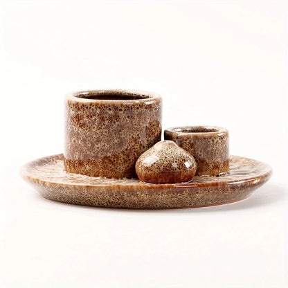 4-in-1 Ceramic Incense Burner for Aromatherapy Meditation Yoga and Home Decor Includes Sage Holder and Incense Holder for Sticks