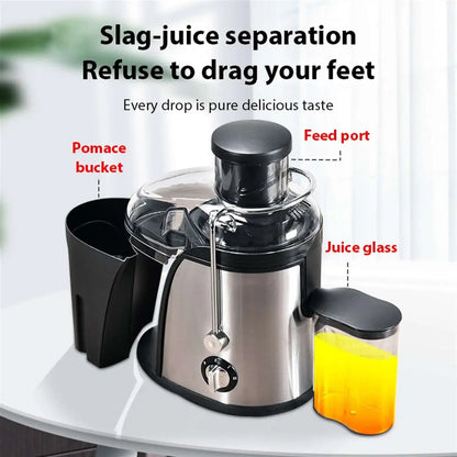 Extracteur de jus 400 W, moteur 22 000 tr/min avec goulotte de 7,6 cm de large pour fruits/légumes entiers, presse-agrumes à 2 vitesses, conception facile à nettoyer