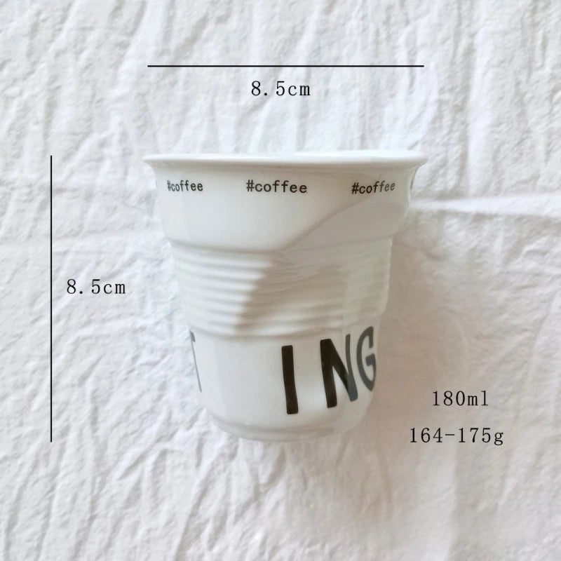 90ml INS Irregular Ceramic Mug Hand-pinch Coffee Cup Mugs Funny Glass Drinking Glasses Kawaii Cup Dessert Plate Mugs Coffee Cup