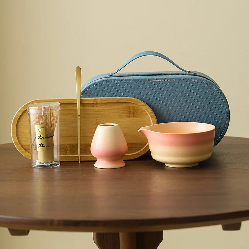 NEW High-end Japanese Ceramic Matcha Gift Box Matcha Tea Set With Whisk And Bowl Sumptuous Grinder Brush Tea Tools Hold
