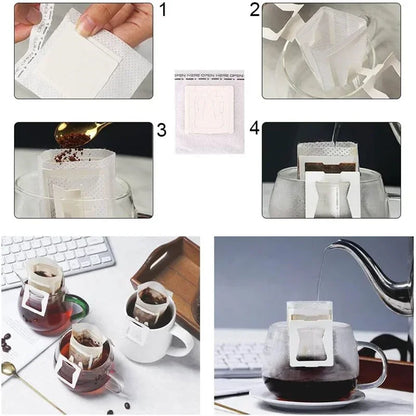 Biodegradable Coffee Filter Bags Disposable Drip Brewing Tool for Coffee Tea Travel Office Home Use Fast Flow Paper Filters