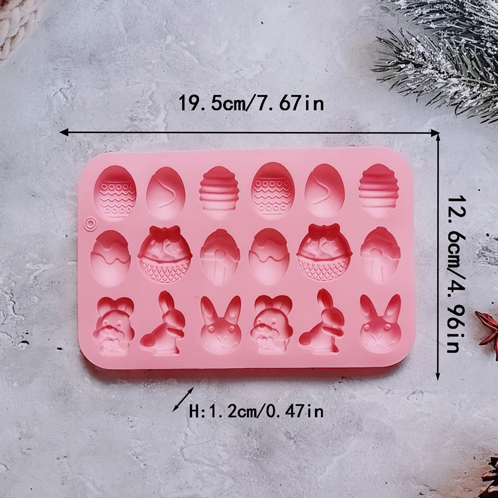 Easter Silicone Mold Cake Chocolate Cookie Baking Mould Rabbit Colored Holiday Decoration Kitchen Bakeware