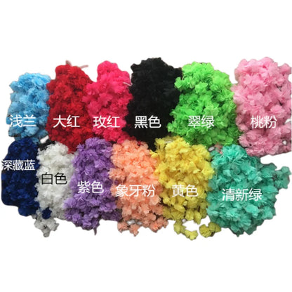 24pcs Blummen (2yard) Applikatioun 3D Chiffon Spëtzepaschung Lace Tim DIY BRIDAL VOILS Hochzäitskleede Accessoiren