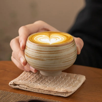 Vintage Espresso Cup with Niche Design Japanese Retro Rough Pottery Handmade Wabi Sabi Cup Ceramic Afternoon Tea Cup