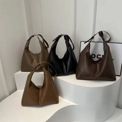 Fashion Korean Version Large Capacity Single Cross-body Bag Women's Handbag Simple Casual Commuting PU Leather Shoulder Tote Bag