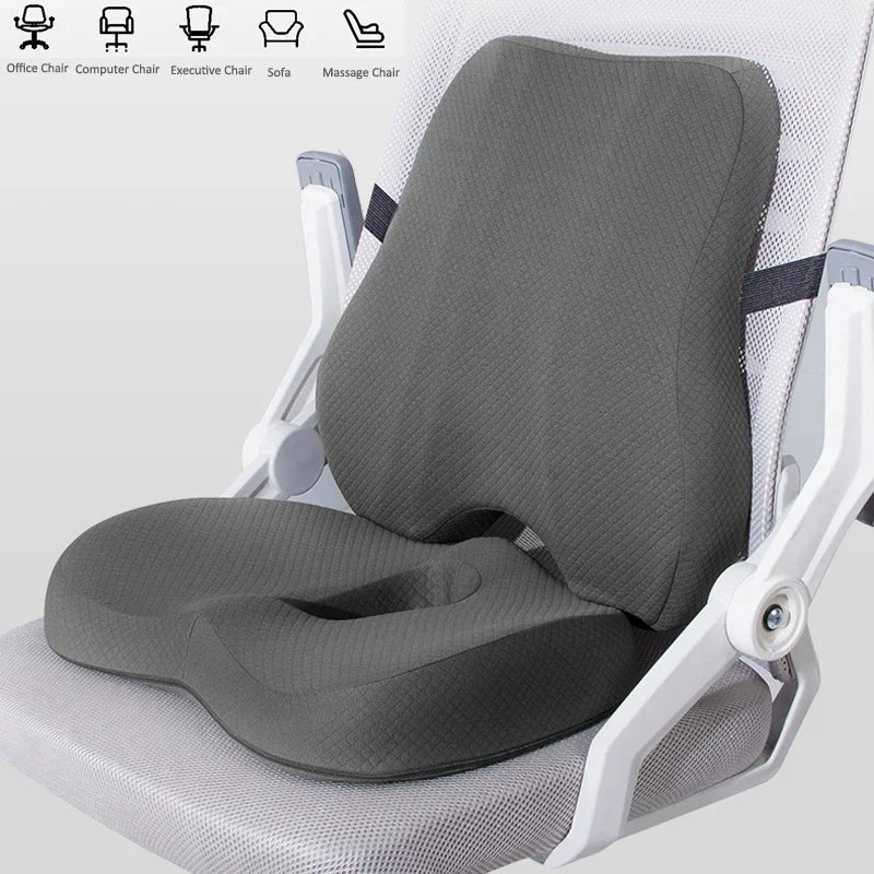 Memory Foam Seat Pute Midje Back Support Putesett ortopedisk ergonomisk Coccyx Relief Hip Lumbar Pad for Office Chair Car