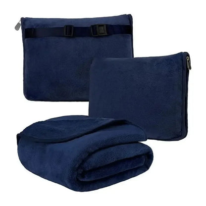 Coral Fleece Airplane Blankets Soft Warm Fluffy Multi Functional Portable Cuddle Cution Pillow 2 in 1 Travel Blankets