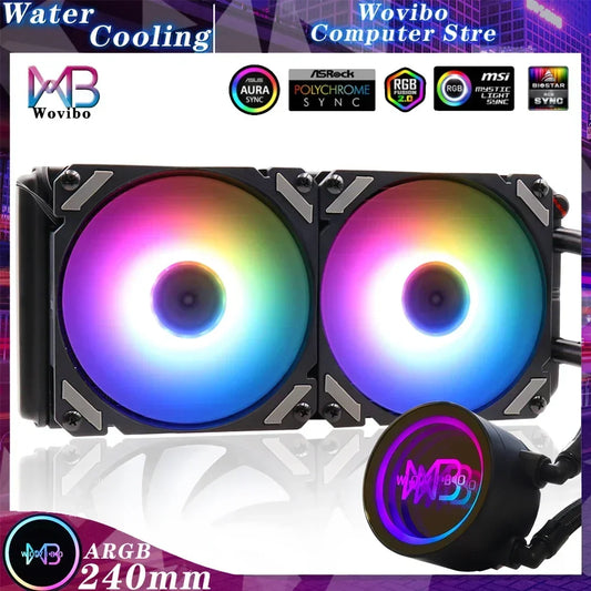 Wovibo PC CPU Raffreddamento ad acqua Creatore di computer AIO RGB RGB Liquid Ventilador Radiator per LGA 1150 1151 1200 1700 2011 AM4 AM5