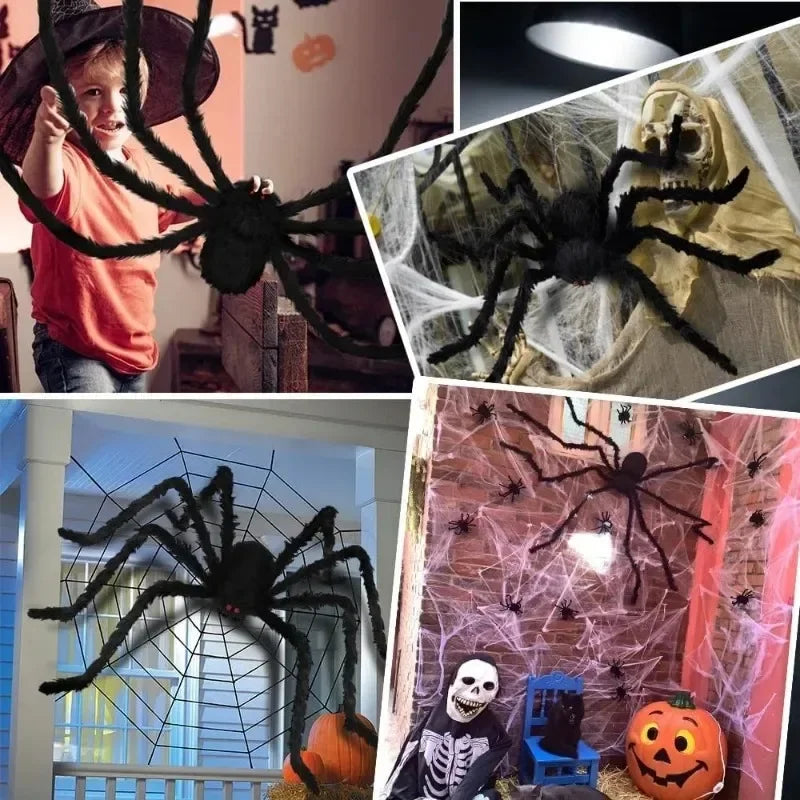 1/3pcs Giant Black Plush Spider Halloween Dekorationer Udendørs skræmmende store edderkopper Halloween Party Bar Haunted House Horror Props