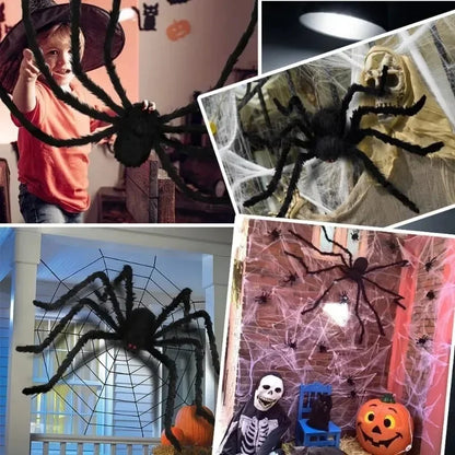 1/3pcs Giant Black Plush Spider Halloween Decorations Outdoor Scary Large Spiders Halloween Party Bar Haunted House Horror Props