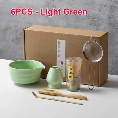 4/5/6PCS Matcha Set Bamboo Whisk Teaspoon Ceramic Bowl Tranditional Tea Sets Home Tea-making Tools Accessories Birthday Gifts