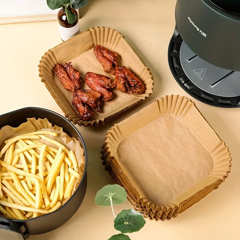 30/50 Pack Air Fryer Paper Square Silicone Paper Baking Suitable for Most Air Fryers Accessories Bakeware Kitchen Dining Bar