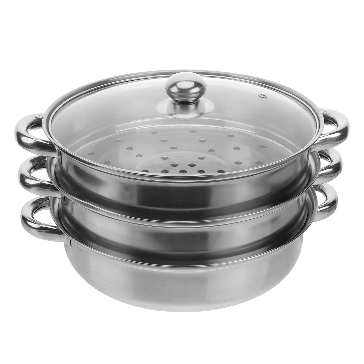 28 Cm Thicken Stainless Steel Cookware Vegetable Steamer Pot Three-Layer Soup Steamed