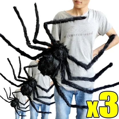 1/3pcs Giant Black Plush Spider Halloween Dekorationer Udendørs skræmmende store edderkopper Halloween Party Bar Haunted House Horror Props