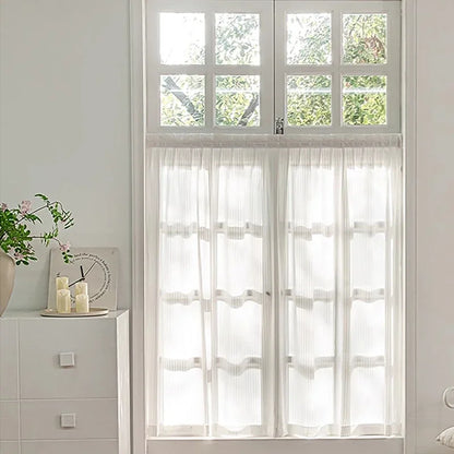 New Elegant Sheer Blinds with Hook-and-Loop Luxury No-Drill Vertical Sheer Panel Curtain Self-Adhesive Privacy Sheer Curtain
