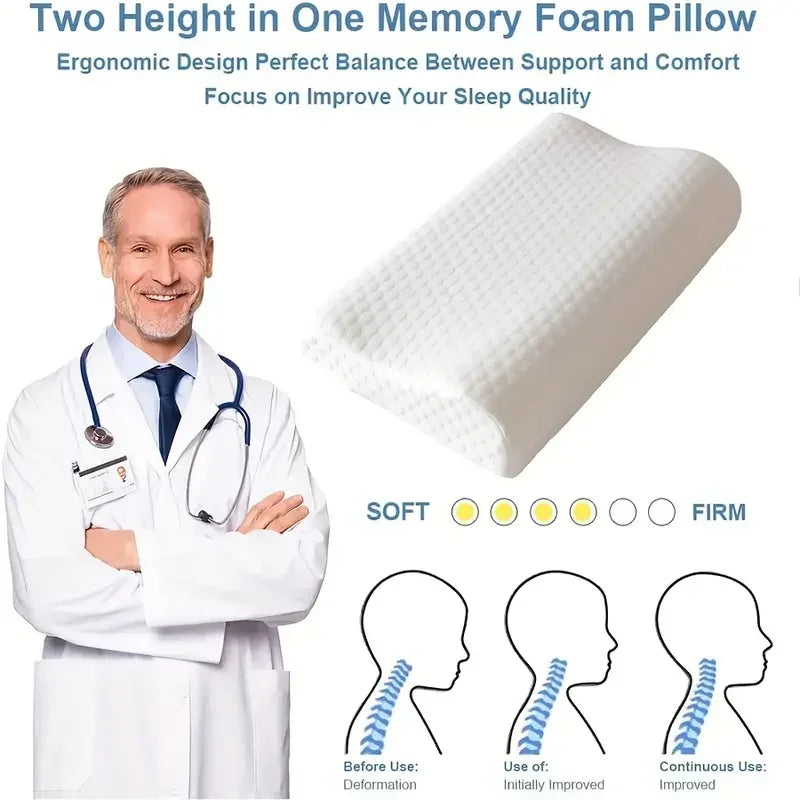 Pillow de espuma de memória 1pc, tecido de malha de poliuretano lento rebote de rebote de água sensor a água CUBE CORREJA PARA NEC ANTI-SNORADO