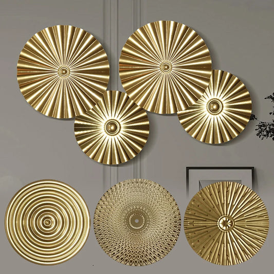 1PC Round Golden Wall Decoration Hanging Golden Metal Irregular Wall Home Decor Wall Pendant