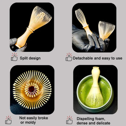 Japanese Resin Matcha Whisk Set - Includes Green Tea Powder Grinder & Chasen Mixer, Solves Lumpy Matcha & Uneven Stirring Issues
