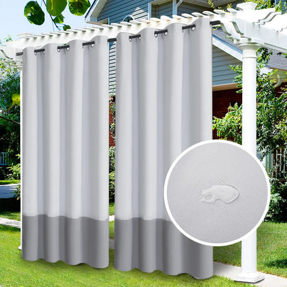2Pack Outdoor Curtains Pergola Curtain Indoor Outdoor Waterproof Curtains Grommet Curtain Blackout for Patio Gazebo Porch