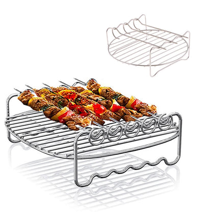 Rozsdamentes acél grill sütőpanlás nyársai lég sütő tartó grill dupla barbecue sütő serpenyő csere BBQ konyhai szerszámok