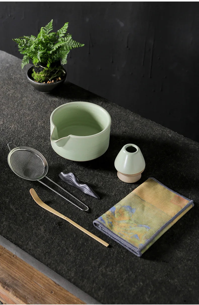 Handgemaachte Heem Einfach propper Matcha Teech Set Tool Stand Kit Bowl Whisk Smoop Griewer Traditionelle Accessonaton