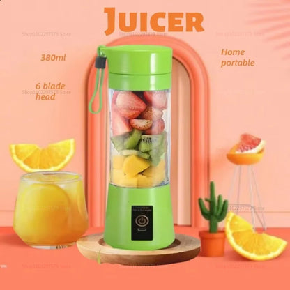 380ml kannettava sähköinen mehu USB -ladattava smoothie -tehosekoittimen ruoanvalmistushedelmäsekoitin kompakti mini keittiöjuuri mehu