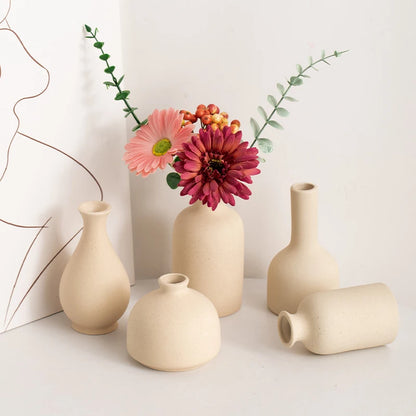 Nordic minimalist creative ceramic small flower vase for home, living room flower arrangement, green plants, tableware, dried fl