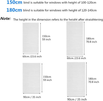 Blind for Window Self Adhesive Pleated Blinds Cordless No Drill Fabric Blinds Room Darkening Shades Blackout Shades for Bathroom